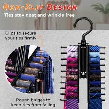 IPOW Upgraded 2 PCS Tie Rack Holder - Space Saving Organizer