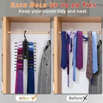 IPOW Upgraded 2 PCS Tie Rack Holder - Space Saving Organizer