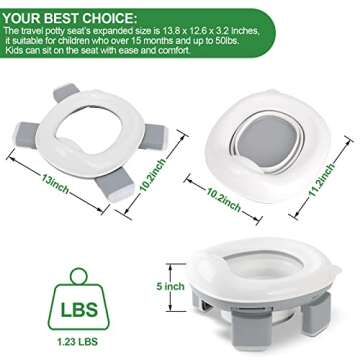 INNOWEST® Travel Potty, Toddler travel potty, Portable toddler potty, travel potties foldable, toddler potty folding toilet, apply to seat emergency toilet for car, outdoor, indoor toilet, (pink)