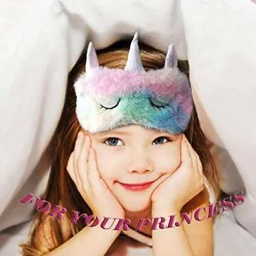 Kids Sleep Mask, 2 Pack Cute Unicorn Eye Masks for Princess Sleeping, Night Blindfold Bed Eye Covers...