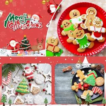 3Pcs LEBERY Christmas Silicone Molds, Christmas Tree Santa Gingerbread Man Snowman Stockings Silicone Candy Mold, Xmas Baking Mold Christmas Chocolate Candy Cake Cupcake Jello Ice Cube Soap Molds