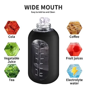 CIVAGO Glass Water Bottle 64 oz with Straw and Handle