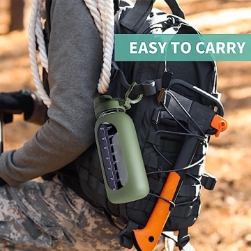 CIVAGO Glass Water Bottle 64 oz with Straw and Handle