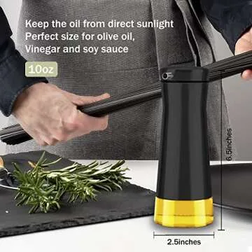 Aelga Black Oil And Vinegar Dispenser Set - 2 Pack Oil Dispenser Bottle for Kitchen with No-Drip - Black Kitchen Decor and Accessories for Home Restaurants Weddings
