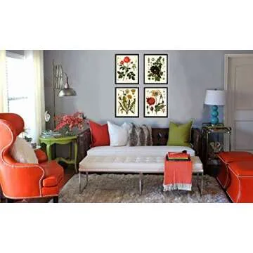 Beautiful Botanical Flower Wall Art Set for Home Decor