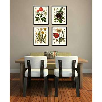 Beautiful Botanical Flower Wall Art Set for Home Decor