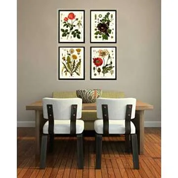 Beautiful Botanical Flower Wall Art Set for Home Decor