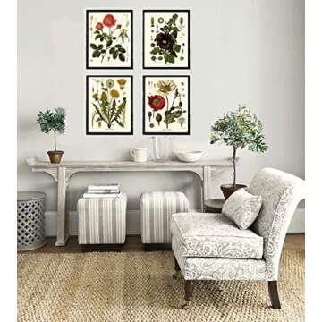 Beautiful Botanical Flower Wall Art Set for Home Decor