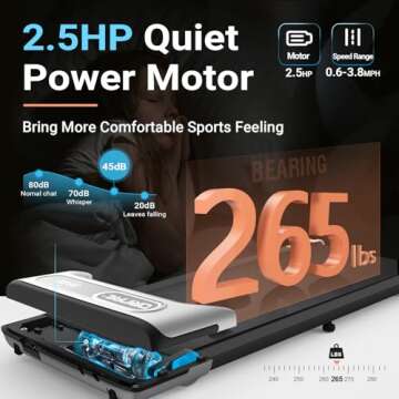 Orinar 2.5HP Under Desk Treadmill for Home & Office