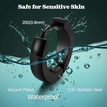 Jstyle Hypoallergenic Small Hoop Earrings for Men Women 316L Surgical Stainless Steel Gold/Black/Sil...