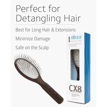 Ibiza Hair Oval Brush CX8 | Carbonized Wood for Detangling