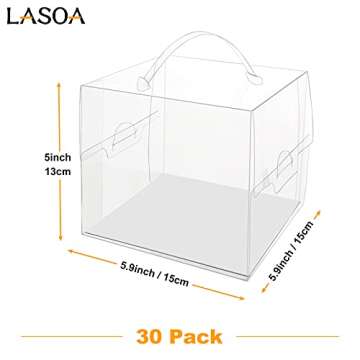 LASOA Clear Cake Boxes with Handle - 30 Pack for Special Occasions