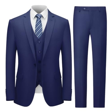 Cooper & Nelson Men's Slim Fit 3 Piece Suit Set - Navy Blue