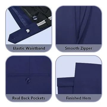 Navy Blue Slim Fit 3 Piece Men's Suit Set