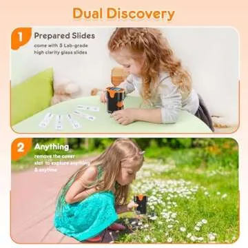 1000X Handheld Microscope for Kids 4K 2.0" Screen Rechargeable Mini Pocket Digital Microscopes w/Slides Kit Portable Edu Gift Age 4-6 8-12 Children Students