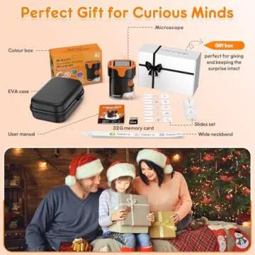 1000X Handheld Microscope for Kids 4K 2.0" Screen Rechargeable Mini Pocket Digital Microscopes w/Slides Kit Portable Edu Gift Age 4-6 8-12 Children Students