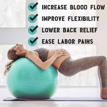 Live Infinitely Exercise Ball (55cm-95cm) Extra Thick Professional Grade Balance & Stability Ball- Anti Burst Tested Supports 2200lbs- Includes Hand Pump & Workout Guide Access