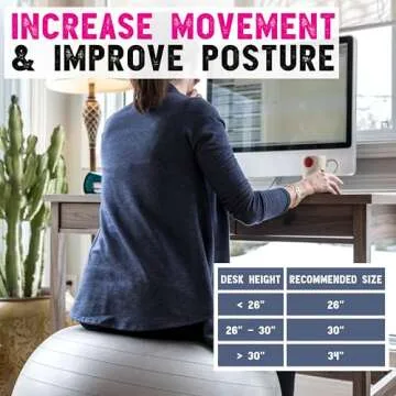 Live Infinitely Exercise Ball (55cm-95cm) Extra Thick Professional Grade Balance & Stability Ball- Anti Burst Tested Supports 2200lbs- Includes Hand Pump & Workout Guide Access