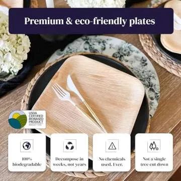 Kijani Palm Leaf Plates | Bamboo Plates Disposable Like | 10 Inch Square 20 Pack | Biodegradable, Compostable & Eco-friendly | Premium, Sturdy, Durable & Heavy Duty Wood Style | Entrée Plates
