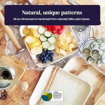 Kijani Palm Leaf Plates | Bamboo Plates Disposable Like | 10 Inch Square 20 Pack | Biodegradable, Compostable & Eco-friendly | Premium, Sturdy, Durable & Heavy Duty Wood Style | Entrée Plates