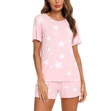 EISHOPEER Women's Cute Star Print Pajama Set in Pink