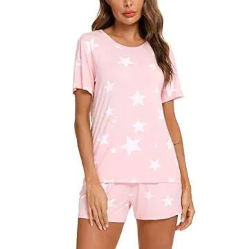 EISHOPEER Women's Cute Star Print Pajama Set in Pink