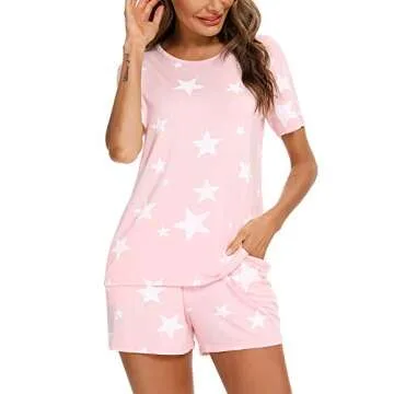 EISHOPEER Women's Cute Star Print Pajama Set in Pink