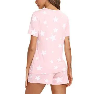 EISHOPEER Women's Cute Star Print Pajama Set in Pink