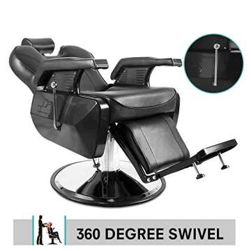 Semper OKAKOPA Reclining Salon Chairs for Hair Stylist, Heavy Duty Barber Chairs Salon Chair for Hair Stylist Salon Barbershop Equipment (Black)