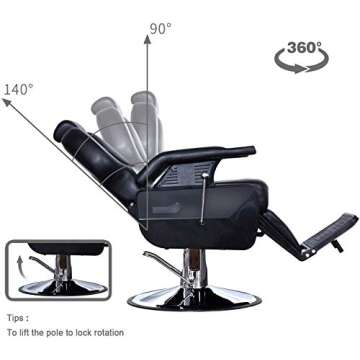 Semper OKAKOPA Reclining Salon Chairs for Hair Stylist, Heavy Duty Barber Chairs Salon Chair for Hair Stylist Salon Barbershop Equipment (Black)