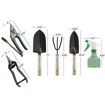 8-Piece Garden Hand Tool Set - Canvas Tote Gardening Tool Kit with Snip, Pruner, Rake, Trowel, Shovel, Spray Bottle, and Soft Wire Tie by Pure Garden