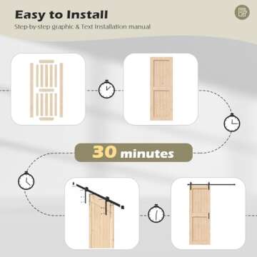 EaseLife 32in x 84in Sliding Barn Doors with 5.5FT Barn Door Hardware Included & Handle,DIY Assemble...