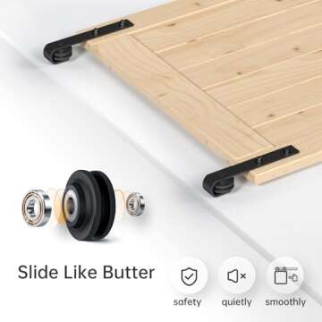 EaseLife 32in x 84in Sliding Barn Doors with 5.5FT Barn Door Hardware Included & Handle,DIY Assemblely,Easy Install,Interior Rooms & Storage Closet,H-Frame