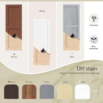 EaseLife 32in x 84in Sliding Barn Doors with 5.5FT Barn Door Hardware Included & Handle,DIY Assemblely,Easy Install,Interior Rooms & Storage Closet,H-Frame