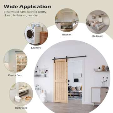 EaseLife 32in x 84in Sliding Barn Doors with 5.5FT Barn Door Hardware Included & Handle,DIY Assemblely,Easy Install,Interior Rooms & Storage Closet,H-Frame