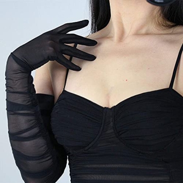 DooWay Women's Long Tulle Gloves - Elegant Touchscreen Mesh