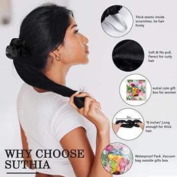 SUTHIA Satin Scrunchies for Women 60 Pack, Silk Scrunchies for Hair Scrunchies for Girls Scrunchie B...