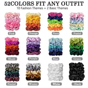 SUTHIA 60 Pack Silk Satin Scrunchies - No Damage Hair Ties