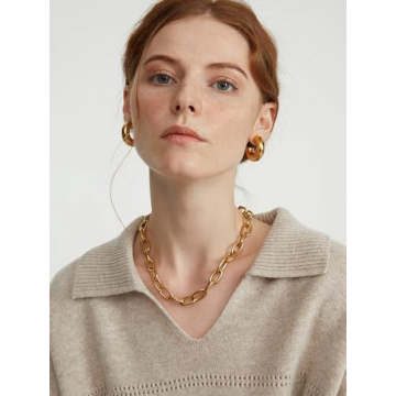 Lightweight Chunky Gold Hoops Earrings for Women