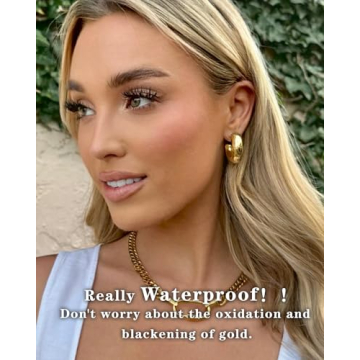 Lightweight Chunky Gold Hoops Earrings for Women