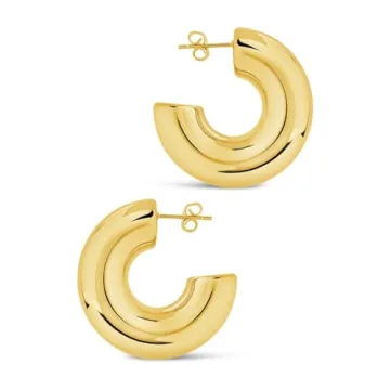 Lightweight Chunky Gold Hoops Earrings for Women