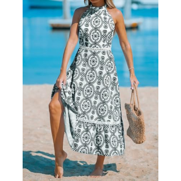 CUPSHE Halterneck Sleeveless Midi Dress for Summer