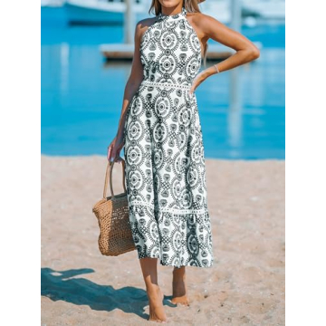 CUPSHE Halterneck Sleeveless Midi Dress for Summer