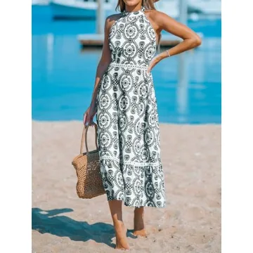 CUPSHE Halterneck Sleeveless Midi Dress for Summer
