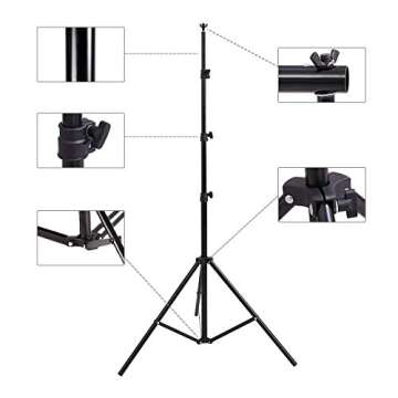 HYJ-INC Photo Background Support System with 8.5 x 10ft Backdrop Stand Kit, 100% White Cotton Muslin Backdrop,Clamp, Carry Bag for Photography Video Studio