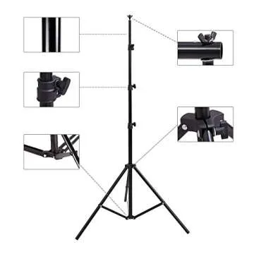 HYJ-INC Photo Background Support System with 8.5 x 10ft Backdrop Stand Kit, 100% White Cotton Muslin Backdrop,Clamp, Carry Bag for Photography Video Studio