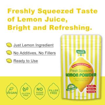 TALCUFON Freshly Squeezed Lemon Powder 10 Oz, Just Cold Pressed, Freeze Dried Lemon Juice Powder No Added Sugar, Gluten Free, Non-GMO Great Flavor for Drinks, Smoothie, & Beverages 284G
