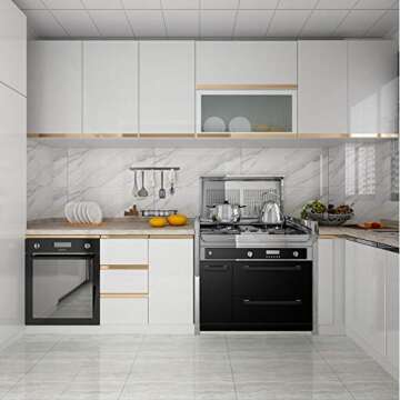 Livelynine Glossy White Peel and Stick Wallpaper for Cabinets