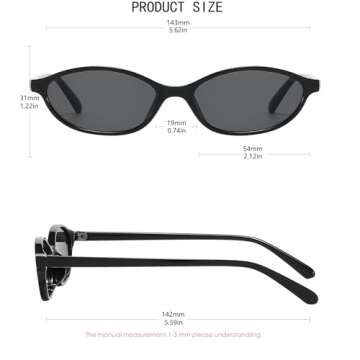 MUNSADE Retro Oval Cat Eye Sunglasses for Women Y2k Trendy Small Oval Sun Glasses 90s Narrow Style (3 Pack) (3 Pack (Black+Tortoise+Milky Orange))