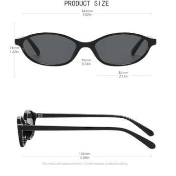 MUNSADE Retro Oval Cat Eye Sunglasses for Women Y2k Trendy Small Oval Sun Glasses 90s Narrow Style (3 Pack) (3 Pack (Black+Tortoise+Milky Orange))